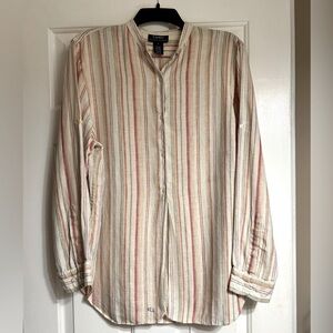 Lauren Ralph Lauren Linen stripe blouse size L